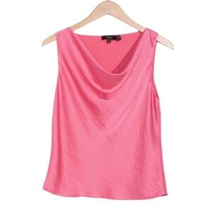 NWT Theory Sleeveless Draped Satin Cowlneck Pink Azalea Shell Size Medium